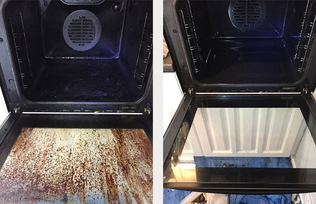 Before and after oven clean