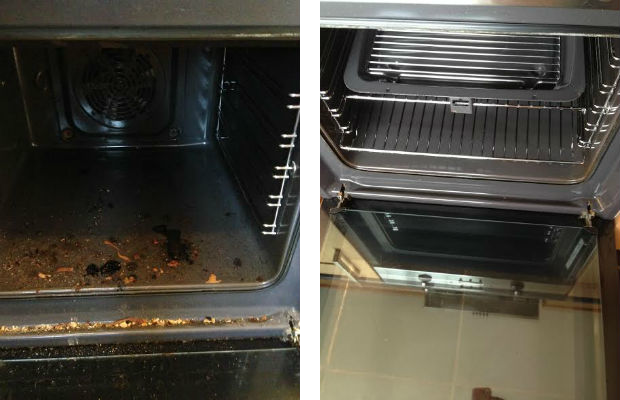 Before and after oven clean